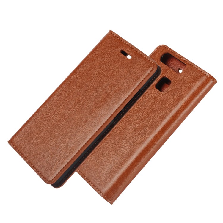 Crazy Horse Genuine Leather Wallet Cover for Huawei P9 with Stand - Brown-4