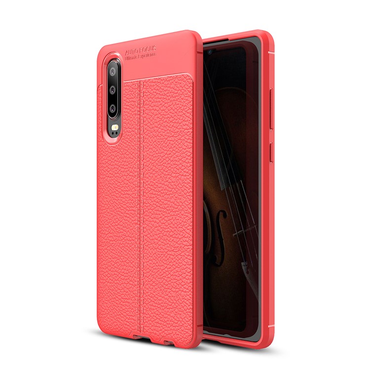 Litchi Grain TPU Back Protective Mobile Shell for Huawei P30 - Red