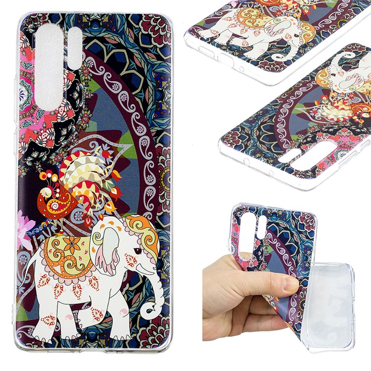 Pattern Printing TPU Case Cover for Huawei P30 Pro - Flower and Elephant-1