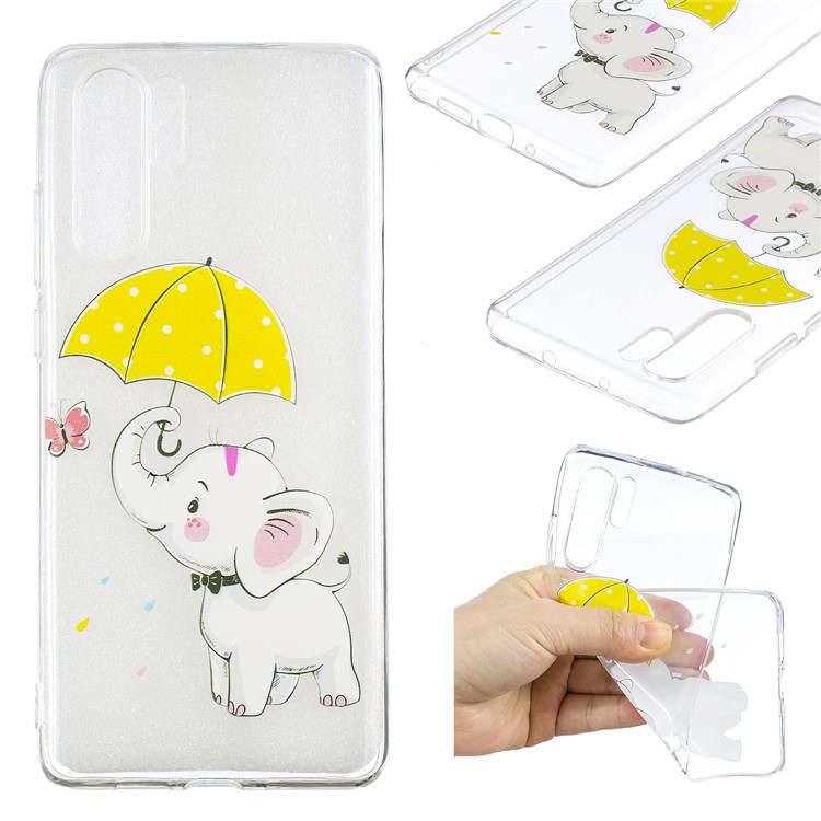 Pattern Printing TPU Phone Shell Case for Huawei P30 Pro - Elephant Holding an Umbrella-1