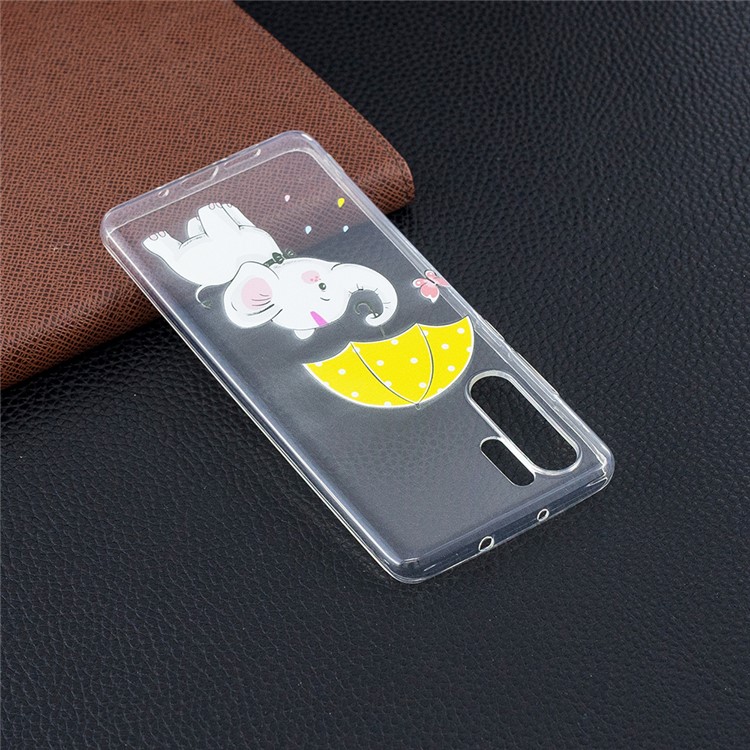 Pattern Printing TPU Phone Shell Case for Huawei P30 Pro - Elephant Holding an Umbrella-7