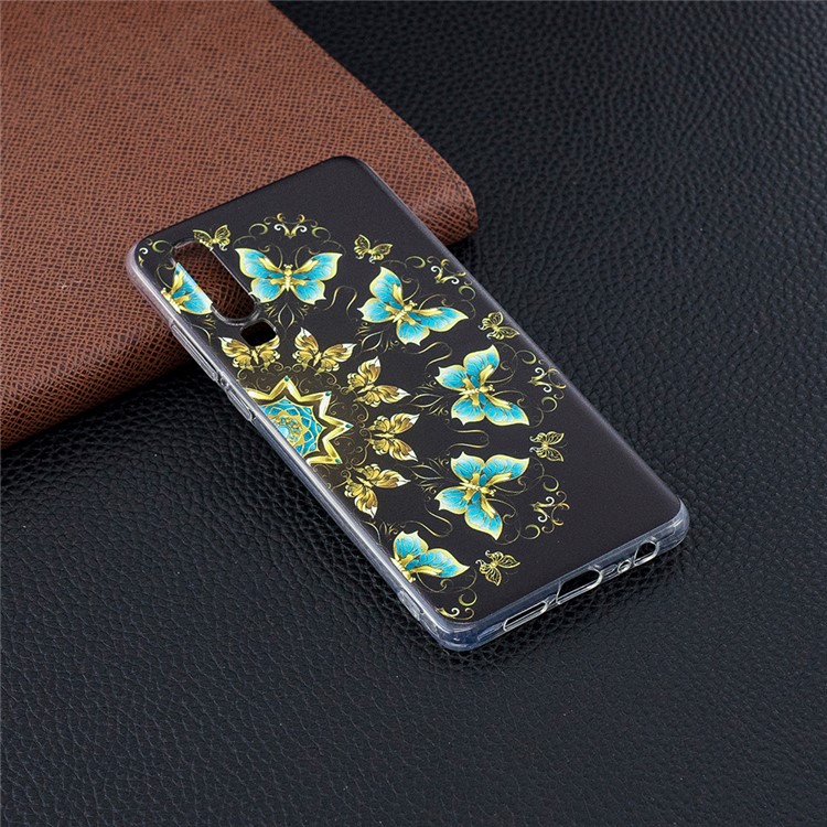 Pattern Printing Soft TPU Cover for Huawei P30 - Gold and Blue Butterflies-6