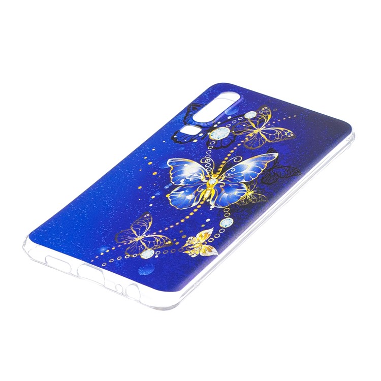 Pattern Printing Soft TPU Back Case for Huawei P30 - Blue Butterflies-3