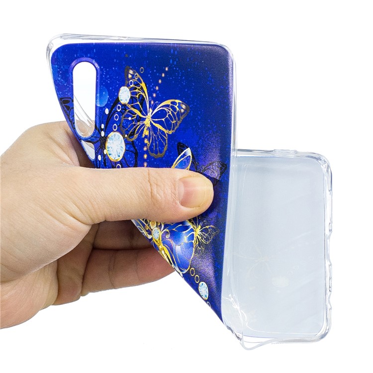 Pattern Printing Soft TPU Back Case for Huawei P30 - Blue Butterflies-5