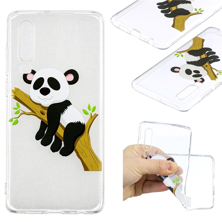 Pattern Printing Soft TPU Protective Case for Huawei P30 - Panda on Branch-1