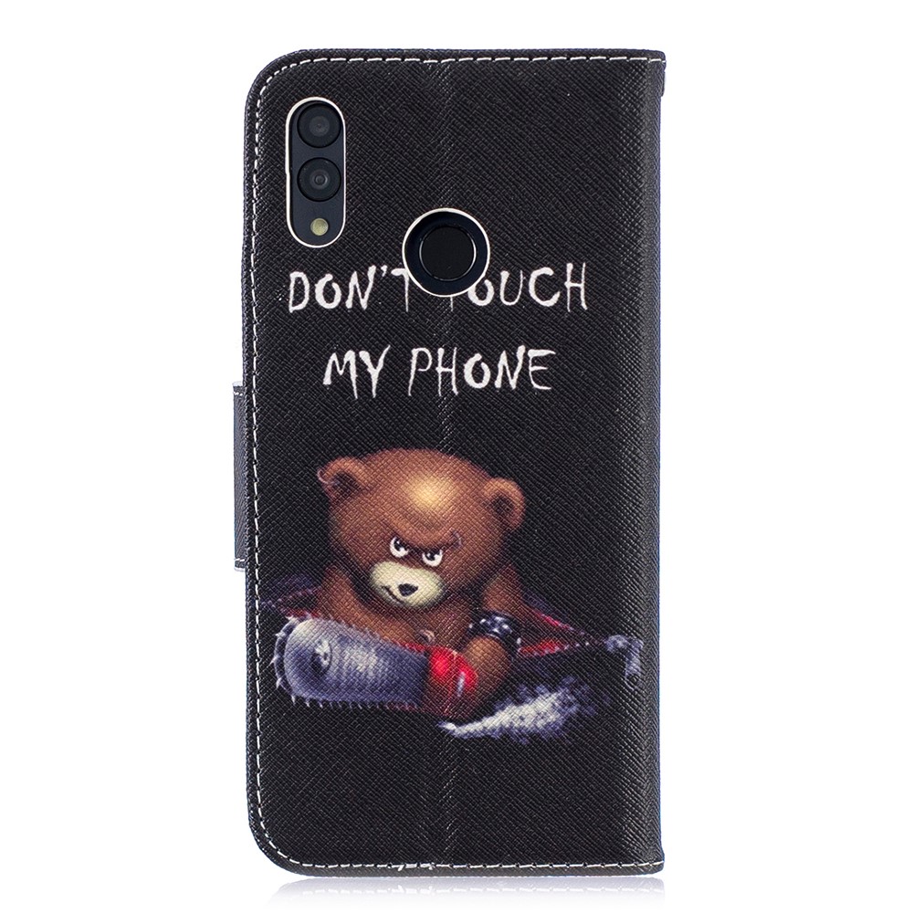 Pattern Printing PU Leather Flip Cover for Huawei P Smart (2019) / Honor 10 Lite - Bear And Its Warnings-3