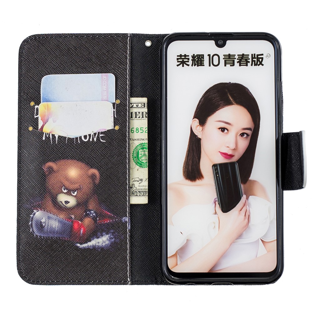 Pattern Printing PU Leather Flip Cover for Huawei P Smart (2019) / Honor 10 Lite - Bear And Its Warnings-8