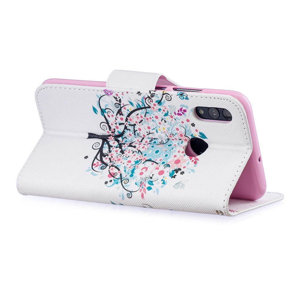 Musterdruck PU-Leder-Flip-Shell Für Huawei P Smart (2019) / Ehre 10 Lite. - Blühender Baum-4