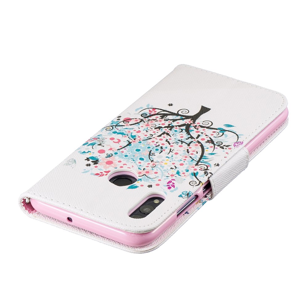 Musterdruck PU-Leder-Flip-Shell Für Huawei P Smart (2019) / Ehre 10 Lite. - Blühender Baum-7