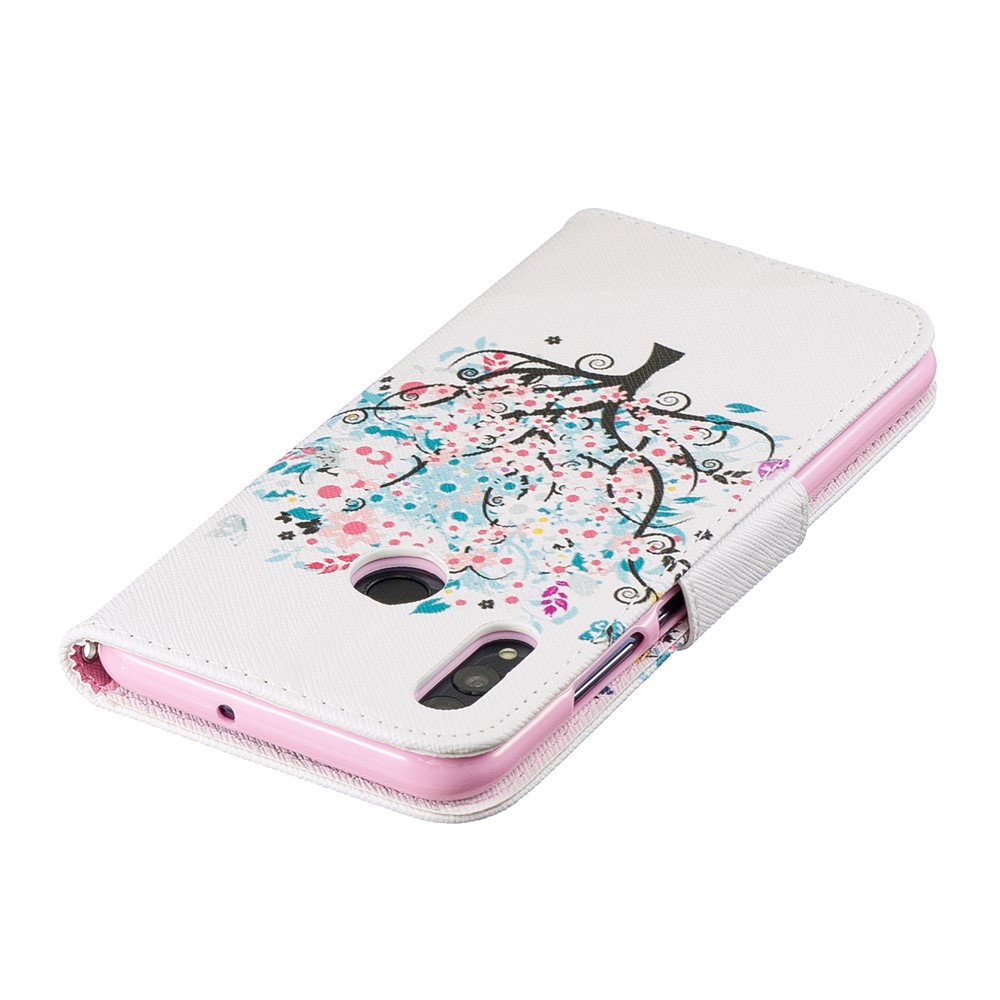 Impression de Motif pu Leather Flip Shell Pour Huawei P Smart (2019) / Honor 10 Lite - Arbre Fleuri