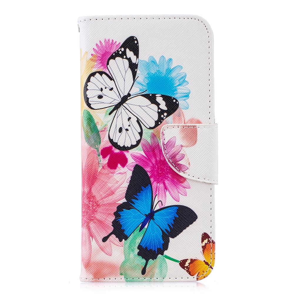 Pattern Printing PU Leather Flip Mobile Phone Case for Huawei P Smart (2019) / Honor 10 Lite - Butterflies and Flowers-2