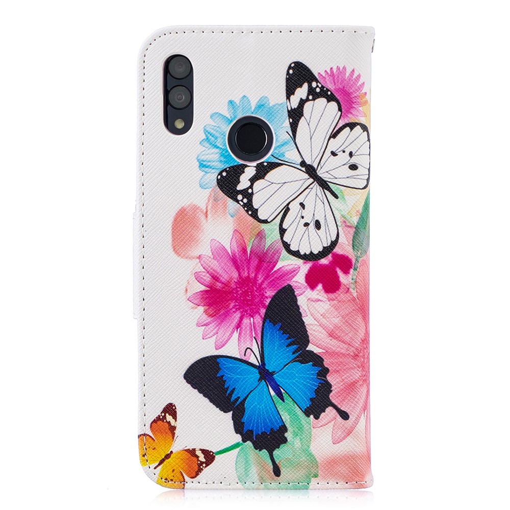 Pattern Printing PU Leather Flip Mobile Phone Case for Huawei P Smart (2019) / Honor 10 Lite - Butterflies and Flowers-3