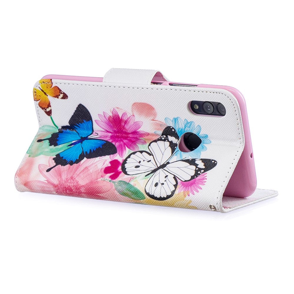 Pattern Printing PU Leather Flip Mobile Phone Case for Huawei P Smart (2019) / Honor 10 Lite - Butterflies and Flowers-4