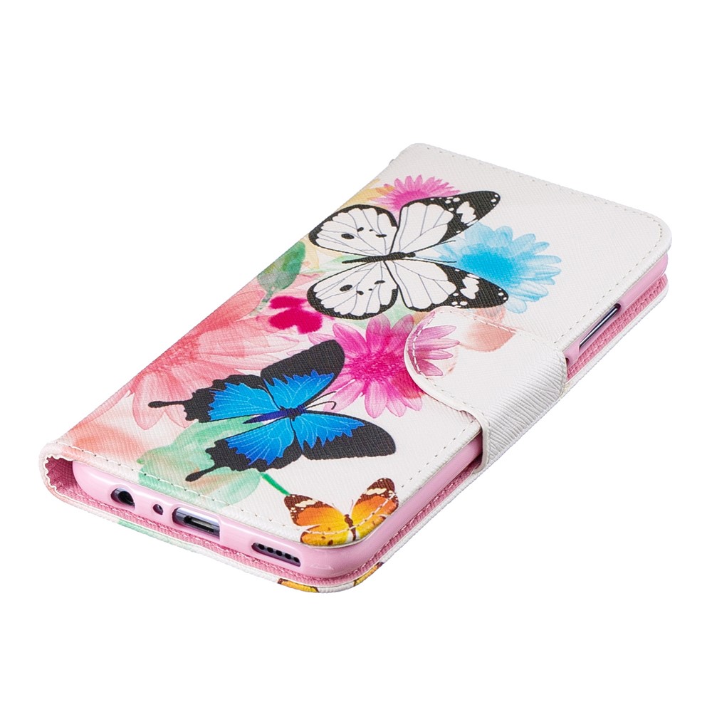 Pattern Printing PU Leather Flip Mobile Phone Case for Huawei P Smart (2019) / Honor 10 Lite - Butterflies and Flowers-6