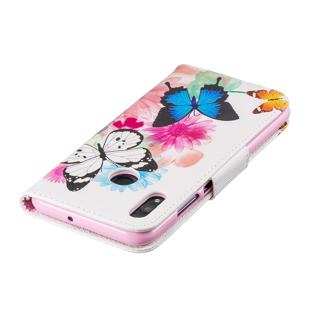 Pattern Printing PU Leather Flip Mobile Phone Case for Huawei P Smart (2019) / Honor 10 Lite - Butterflies and Flowers-7