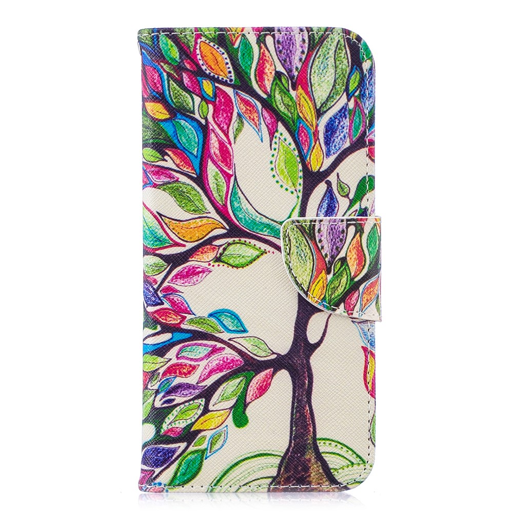 Pattern Printing PU Leather Flip Protective Case for Huawei P Smart (2019) / Honor 10 Lite - Colorized Tree-2