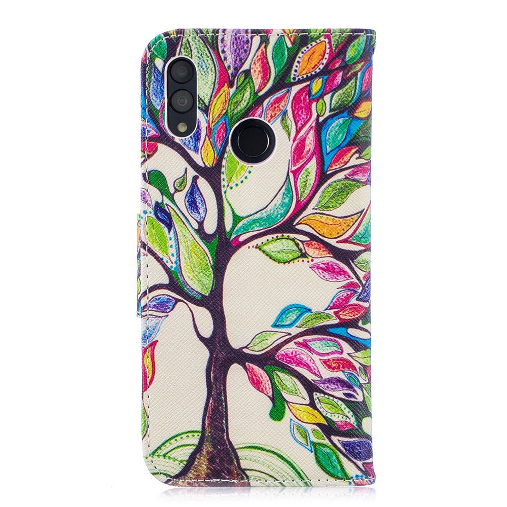 Pattern Printing PU Leather Flip Protective Case for Huawei P Smart (2019) / Honor 10 Lite - Colorized Tree-3