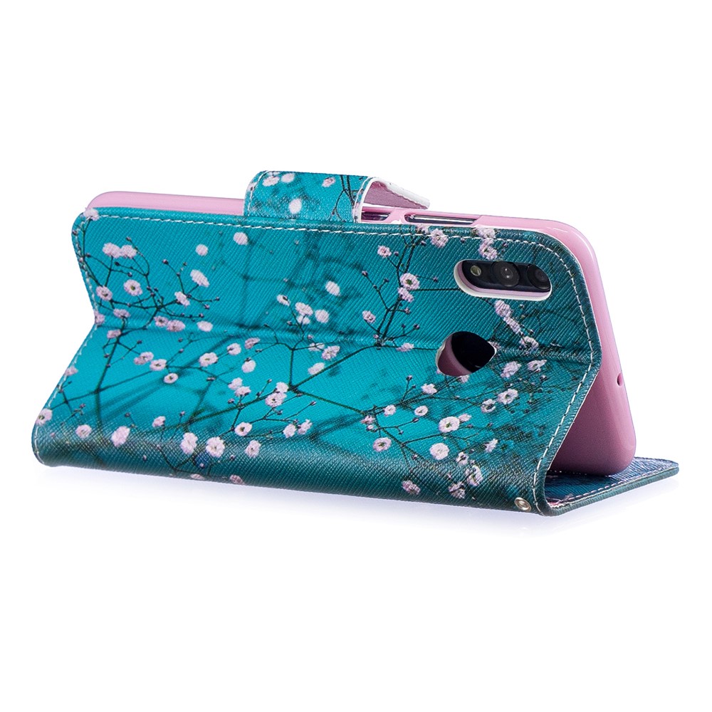 Pattern Printing PU Leather Flip Protective Cover for Huawei P Smart (2019) / Honor 10 Lite - Tree with Flowers-4