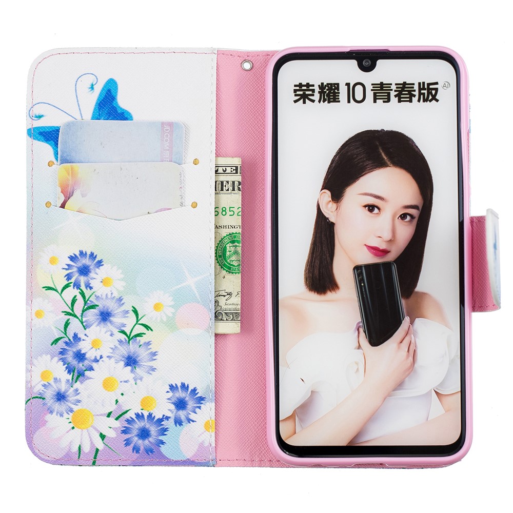 Musterdruck PU-Leder-Flip-Flip-Hülle Für Huawei P Smart (2019) / Ehre 10 Lite. - Blaue Schmetterlinge-8