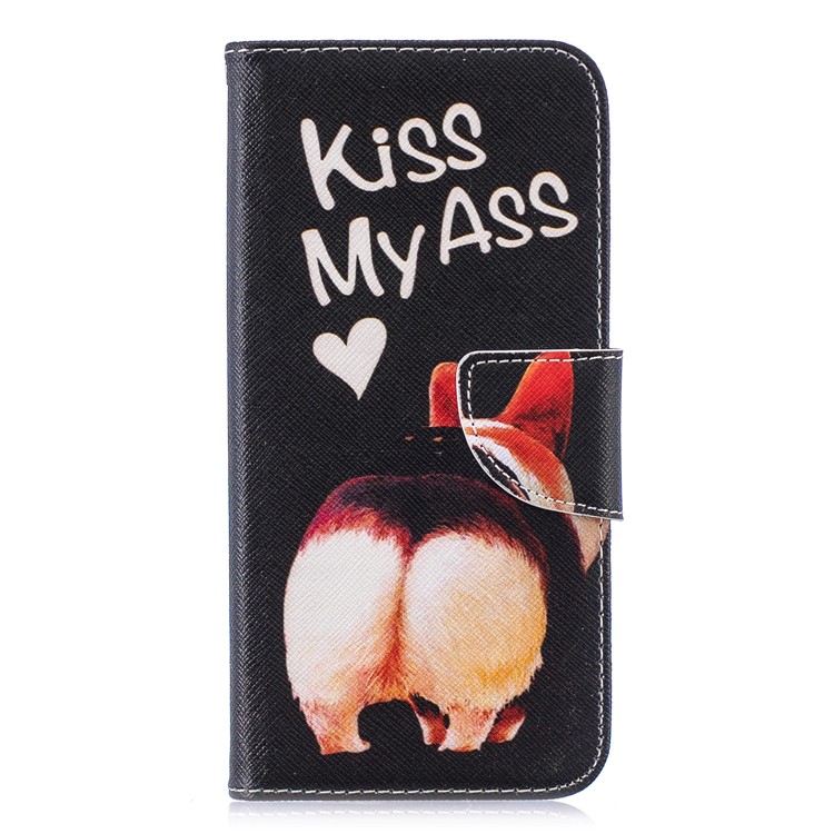 Pattern Printing Wallet Leather Stand Case for Huawei Honor 10 Lite / P Smart (2019) - Kiss My Ass-2