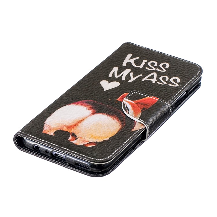 Pattern Printing Wallet Leather Stand Case for Huawei Honor 10 Lite / P Smart (2019) - Kiss My Ass-6