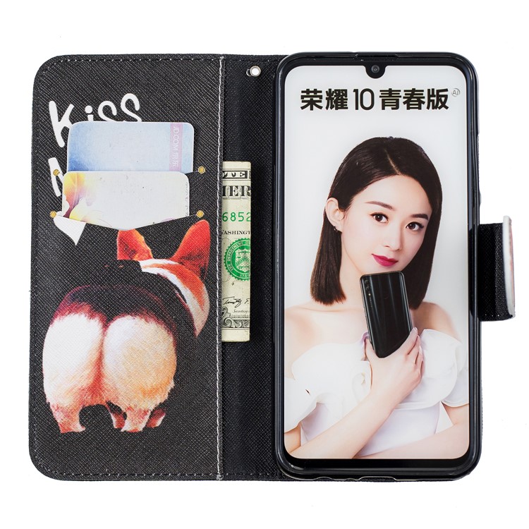 Pattern Printing Wallet Stand de Cuero Para Huawei Honor 10 Lite / P Smart (2019) - Bésame el Trasero