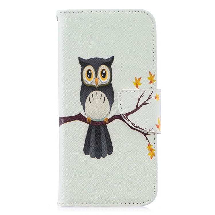 Pattern Printing Wallet Leather Stand Cover for Huawei Honor 10 Lite / P Smart (2019) - Owl on the Branch-2
