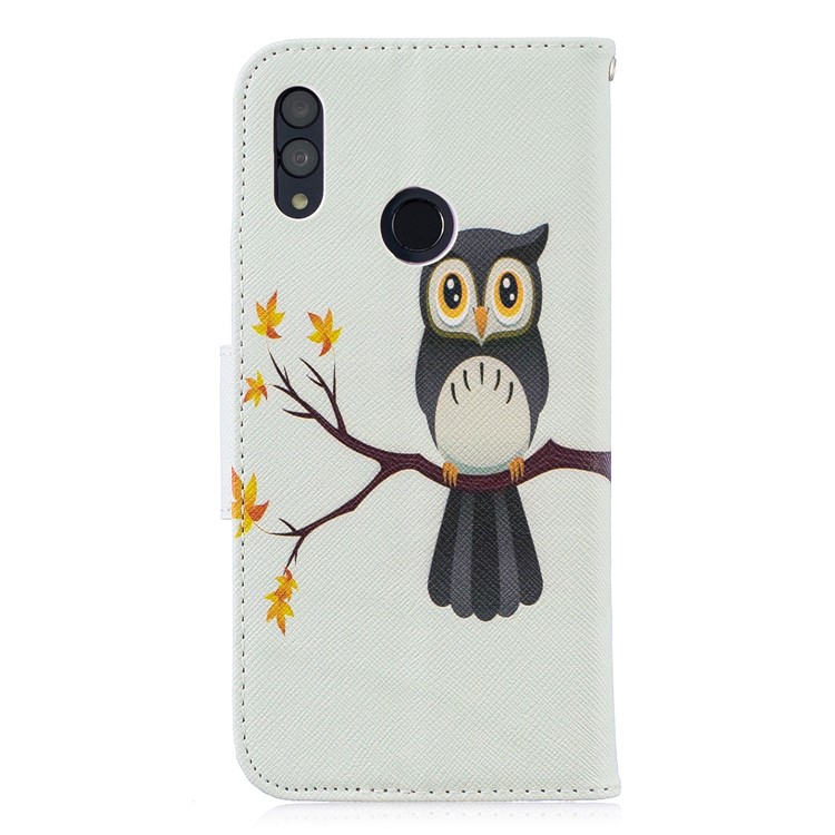 Pattern Printing Wallet Leather Stand Cover for Huawei Honor 10 Lite / P Smart (2019) - Owl on the Branch-3