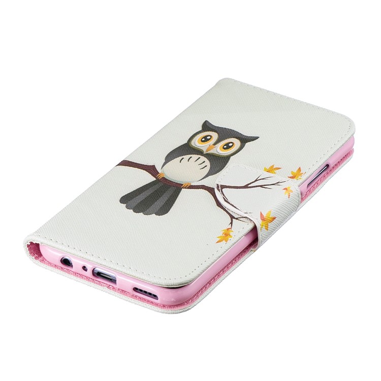 Pattern Printing Wallet Leather Stand Cover for Huawei Honor 10 Lite / P Smart (2019) - Owl on the Branch-6