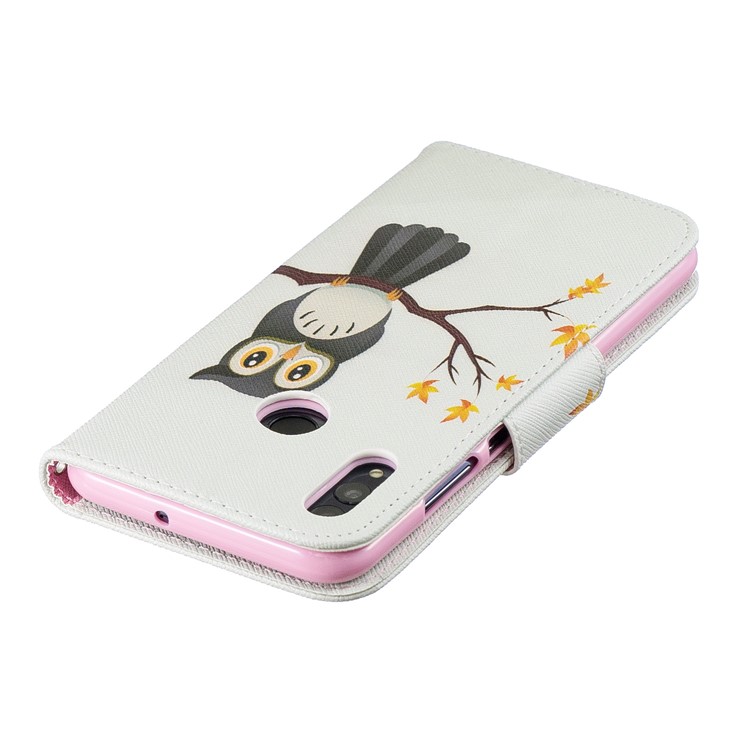 Pattern Printing Wallet Leather Stand Cover for Huawei Honor 10 Lite / P Smart (2019) - Owl on the Branch-7