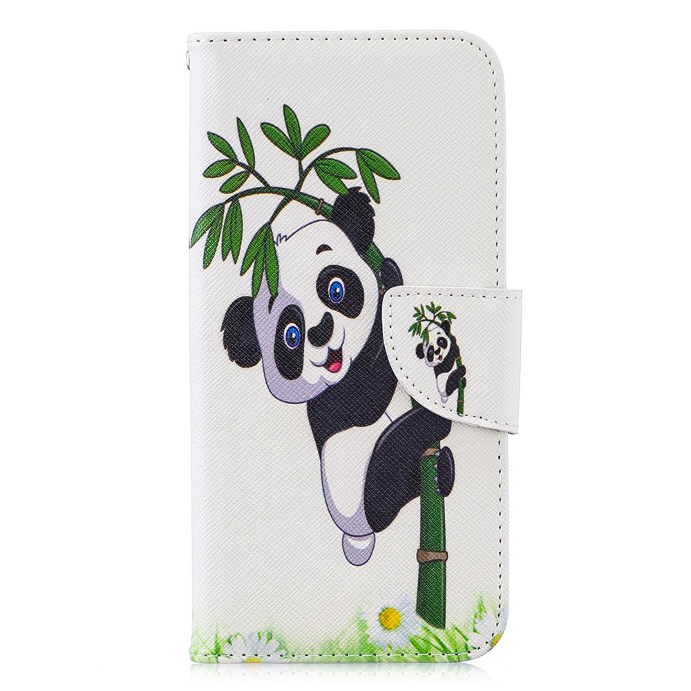 Pattern Impresión de la Billetera de Cuero Case Para Huawei Honor 10 Lite / P Smart (2019) - Panda