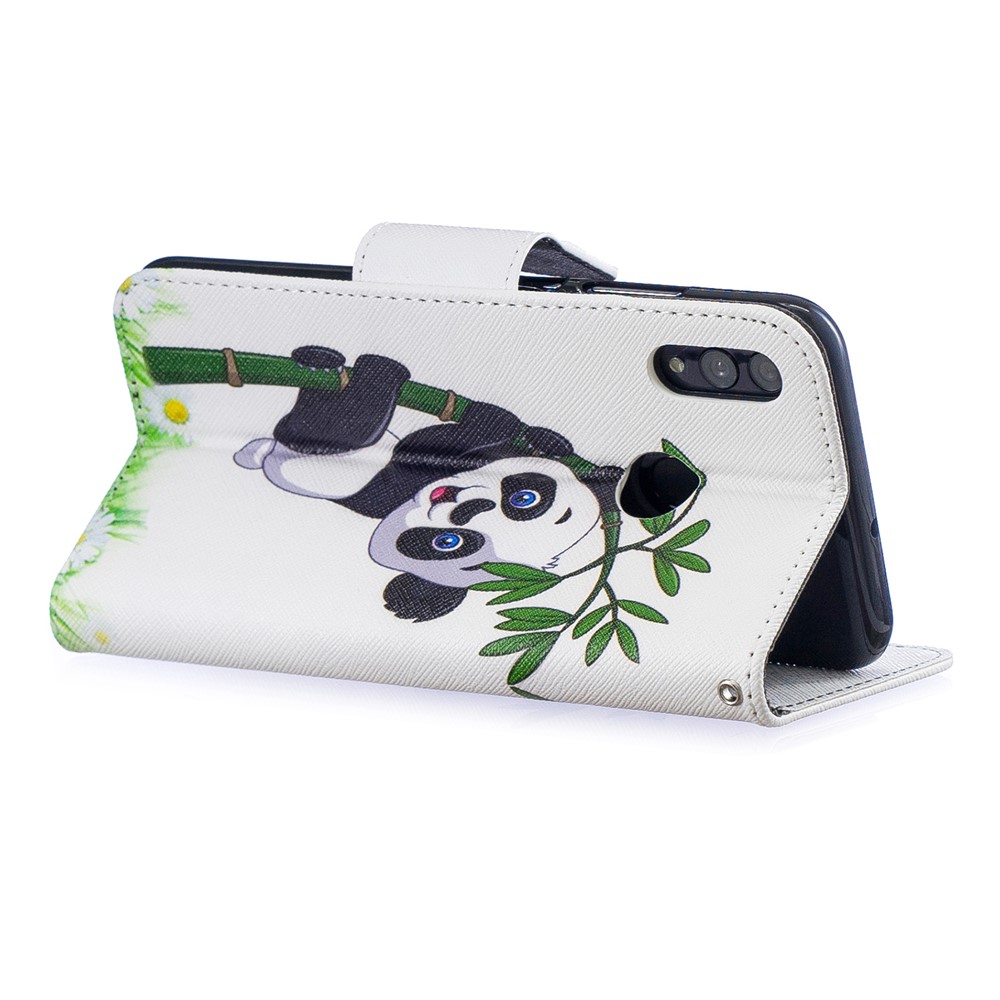 Padrão Printing Leather Stand Stand Caso Para Huawei Honor 10 Lite / P Smart (2019) - Panda