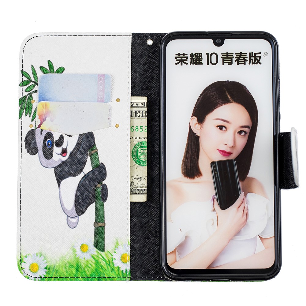 Motif Imprimerie en Cuir Porte-support Pour Huawei Honneur 10 Lite / P Smart (2019) - Panda-8