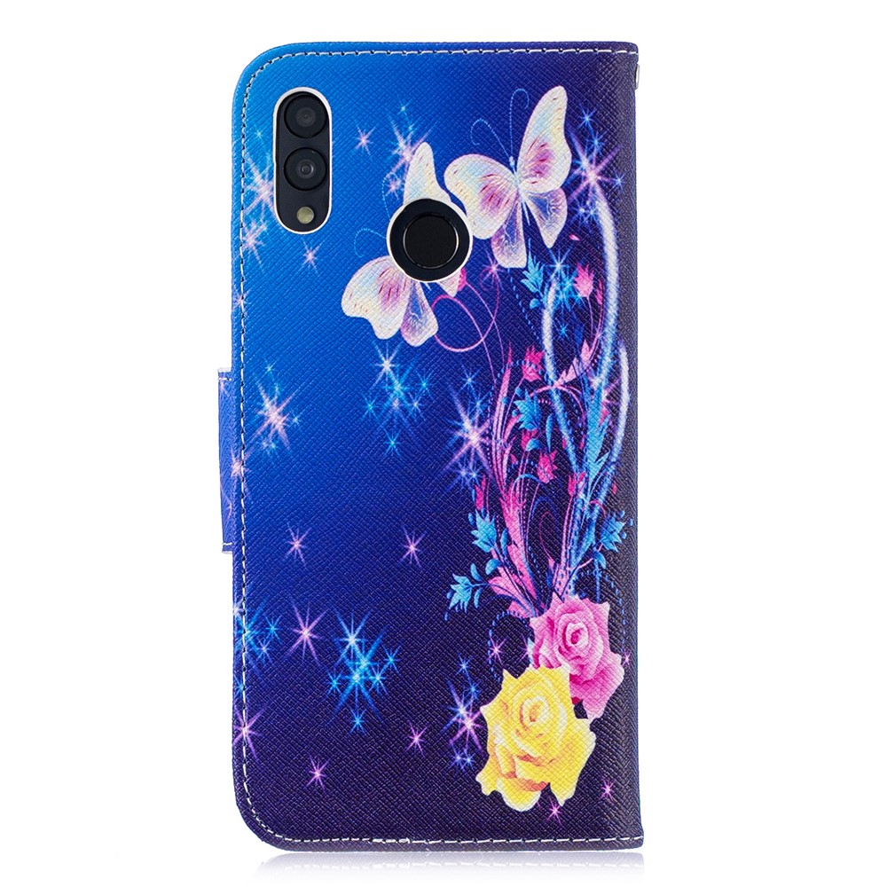 Pattern Printing Cell Phone Leather Stand Case for Huawei Honor 10 Lite / P Smart (2019) - Elegant Butterflies-3