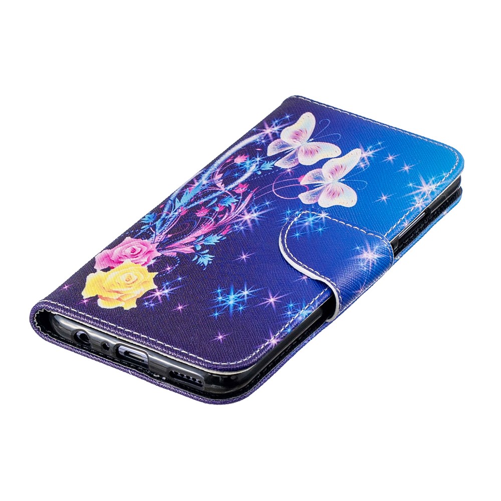 Pattern Printing Cell Phone Leather Stand Case for Huawei Honor 10 Lite / P Smart (2019) - Elegant Butterflies-6