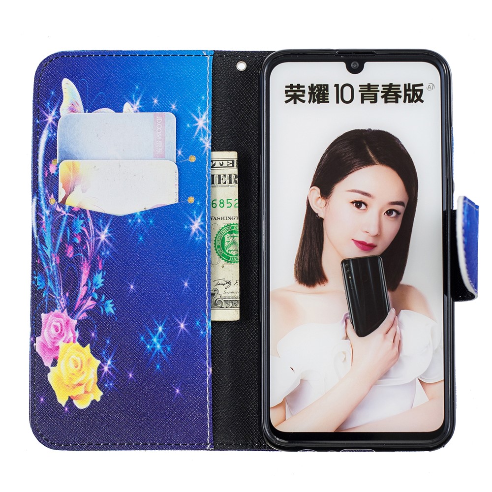 Pattern Printing Cell Phone Leather Stand Case for Huawei Honor 10 Lite / P Smart (2019) - Elegant Butterflies-8