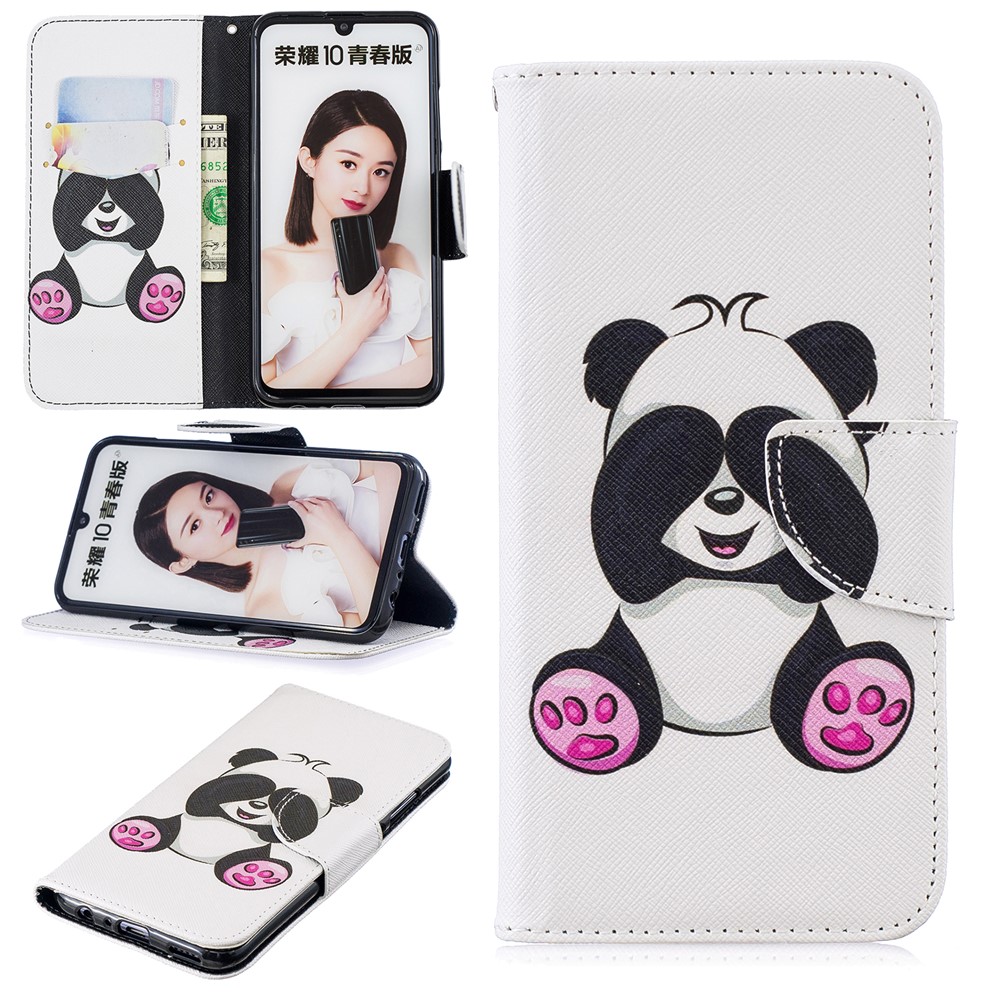 Pattern Printing Wallet Leather Protection Case for Huawei Honor 10 Lite / P Smart (2019) - Cute Panda-1