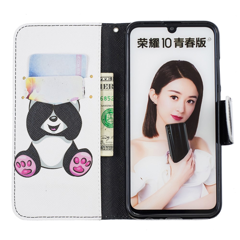 Pattern Printing Wallet Leather Protection Case for Huawei Honor 10 Lite / P Smart (2019) - Cute Panda-8