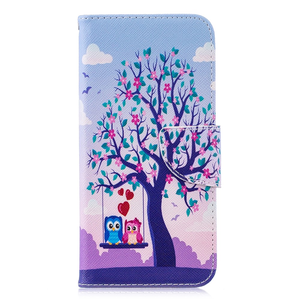 Pattern Printing Magnetic Leather Stand Case for Huawei Honor 10 Lite / P Smart (2019) - Tree and Owls-2