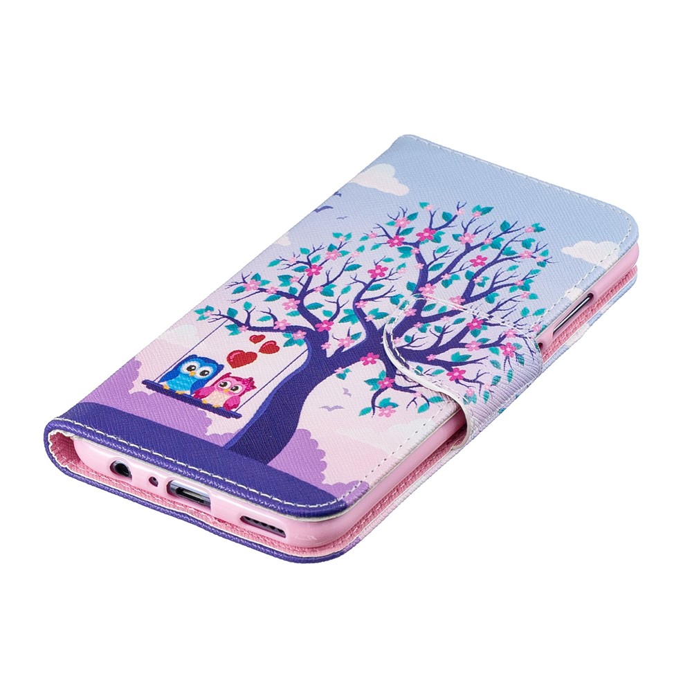 Pattern Printing Magnetic Leather Stand Case for Huawei Honor 10 Lite / P Smart (2019) - Tree and Owls-6