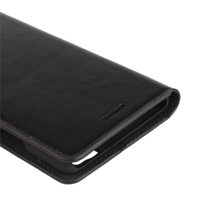 Cavalo Louco Cavalo Genuíno Carteira De Couro Flip Para Huawei P9 Lite, Suporte À Prova De Choque Proteger Tampa Do Telefone - Preto