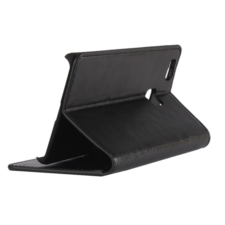 Crazy Horse Wallet Stand Genuine Leather Case for Huawei P9 Lite - Black-3