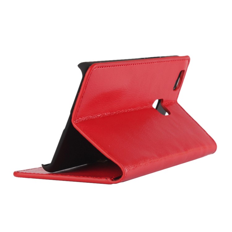 Crazy Horse Stand Genuine Leather Wallet Case for Huawei P9 Lite - Red-2