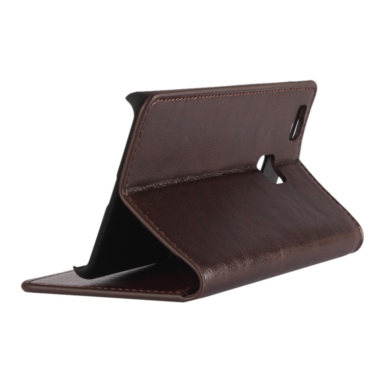 Crazy Horse Echtes Leder Case Brieftasche Stand Für Huawei P9 Lite - Kaffee-2