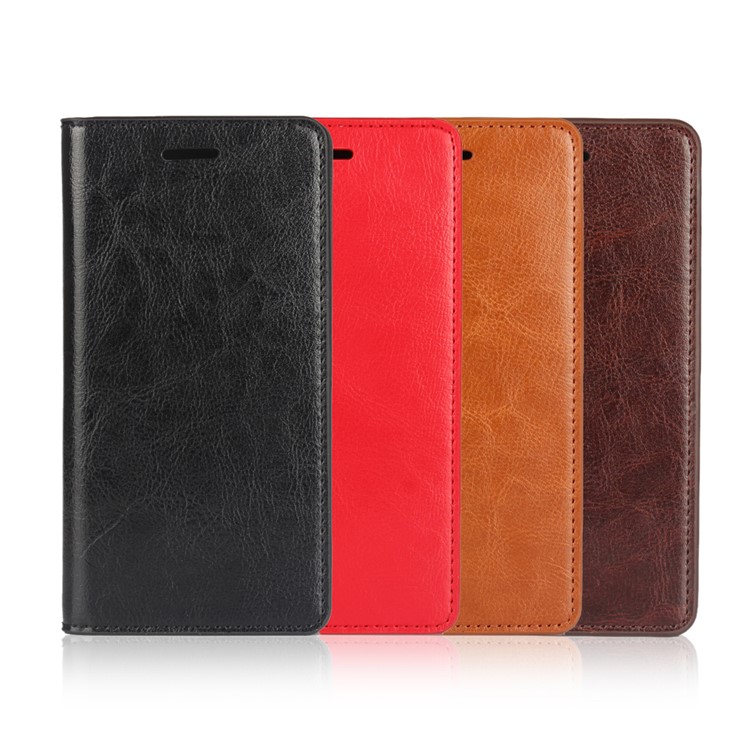 Crazy Horse Echtes Leder Case Brieftasche Stand Für Huawei P9 Lite - Kaffee-4