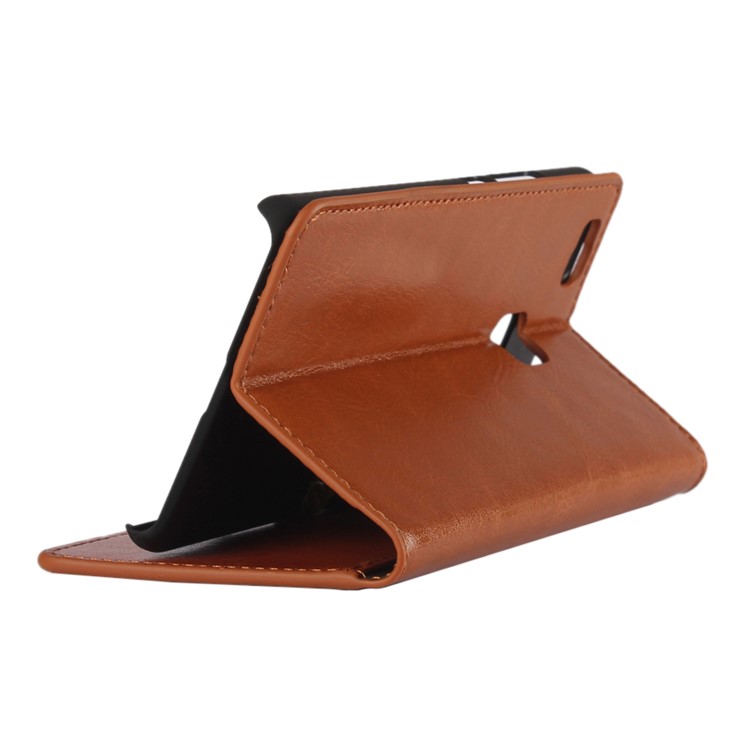 Crazy Horse Wallet Stand Genuine Leather Cover for Huawei P9 Lite - Brown-2