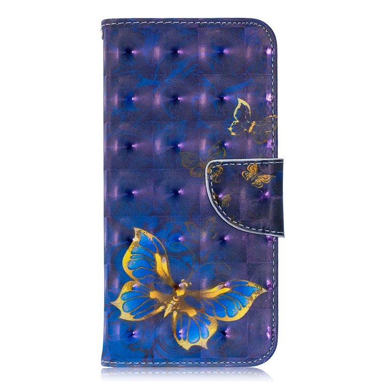 Pattern Printing Light Spot Decor Stand Wallet Leather Shell for Huawei P Smart (2019) / Honor 10 Lite - Blue Butterfly-2