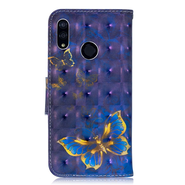Pattern Printing Light Spot Decor Stand Wallet Leather Shell for Huawei P Smart (2019) / Honor 10 Lite - Blue Butterfly-3