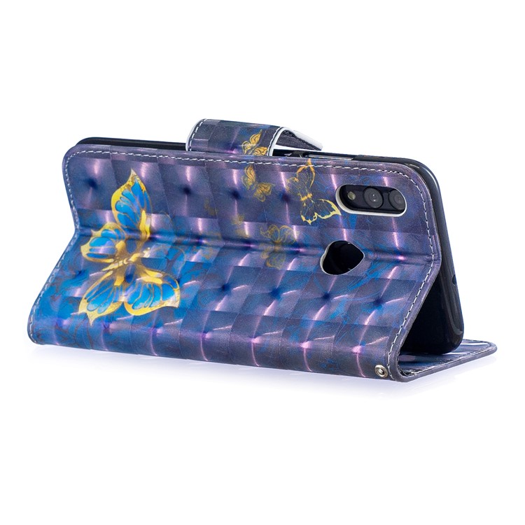 Pattern Printing Light Spot Decor Stand Wallet Leather Shell for Huawei P Smart (2019) / Honor 10 Lite - Blue Butterfly-4