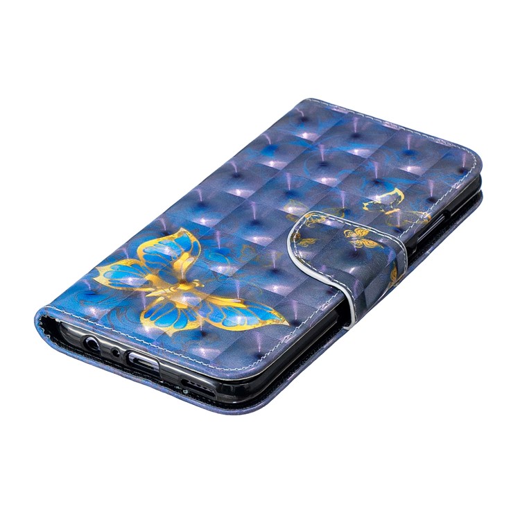 Pattern Printing Light Spot Decor Stand Wallet Leather Shell for Huawei P Smart (2019) / Honor 10 Lite - Blue Butterfly-6
